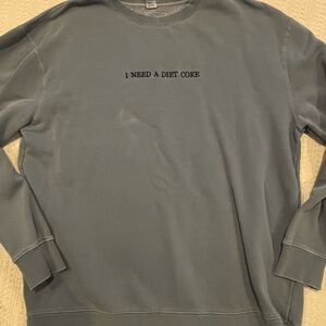 I need a Diet Coke Gray Sweater with Embroidered Text